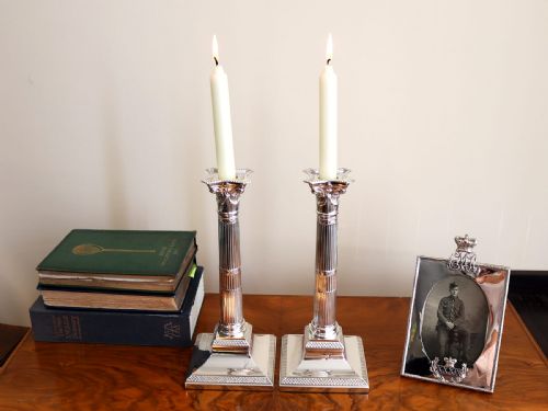 ANTIQUE VICTORIAN STERLING SILVER CANDLESTICKS - ADDITIONAL PHOTO 2