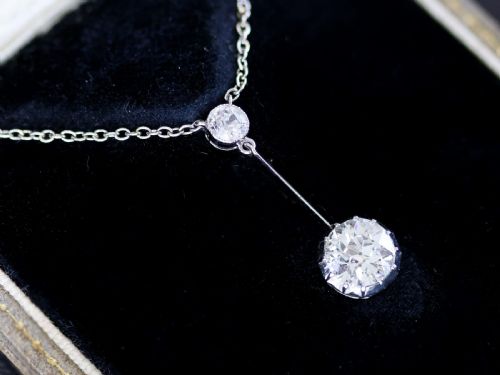 fig 3. Antique 1.28ct Diamond and Platinum Pendant Circa 1920