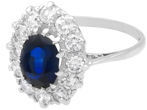 fig 3. Antique 2.13ct Sapphire and 1.00ct Diamond, 18ct White Gold Ring Circa 1935