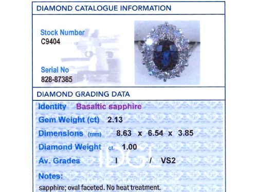 fig 7. Antique 2.13ct Sapphire and 1.00ct Diamond, 18ct White Gold Ring Circa 1935