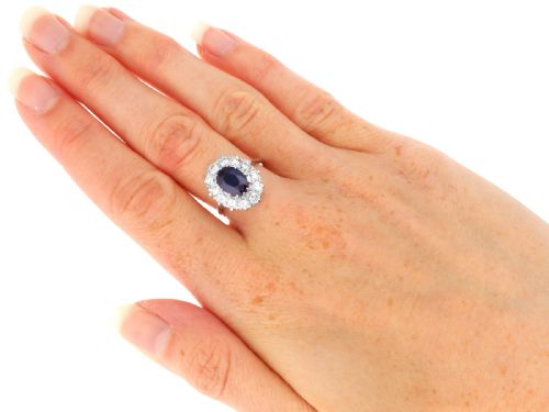 fig 8. Antique 2.13ct Sapphire and 1.00ct Diamond, 18ct White Gold Ring Circa 1935