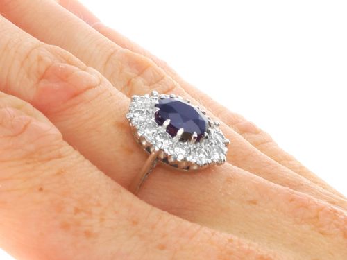 fig 9. Antique 2.13ct Sapphire and 1.00ct Diamond, 18ct White Gold Ring Circa 1935