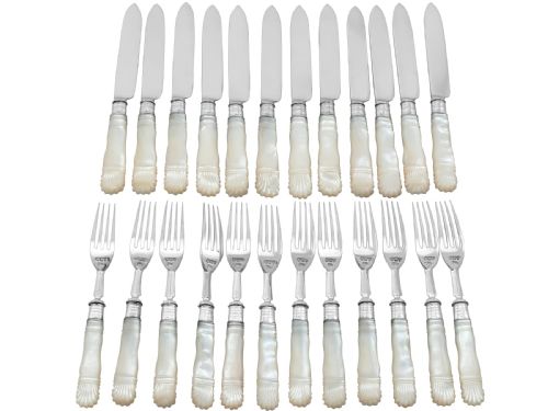 fig 4. Antique Victorian Sterling Silver and Mother of Pearl Fruit/Dessert Service