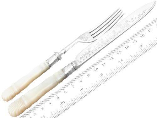 fig 7. Antique Victorian Sterling Silver and Mother of Pearl Fruit/Dessert Service