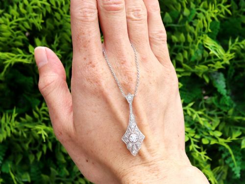 fig 1. Antique Art Deco 0.76ct Diamond and 14ct Yellow Gold Pendant Circa 1930