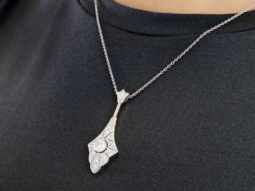 fig 2. Antique Art Deco 0.76ct Diamond and 14ct Yellow Gold Pendant Circa 1930
