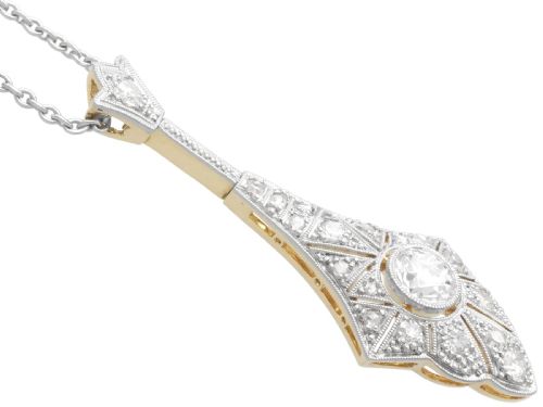 fig 5. Antique Art Deco 0.76ct Diamond and 14ct Yellow Gold Pendant Circa 1930