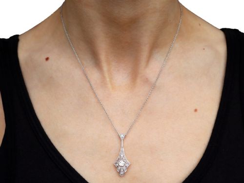 fig 8. Antique Art Deco 0.76ct Diamond and 14ct Yellow Gold Pendant Circa 1930