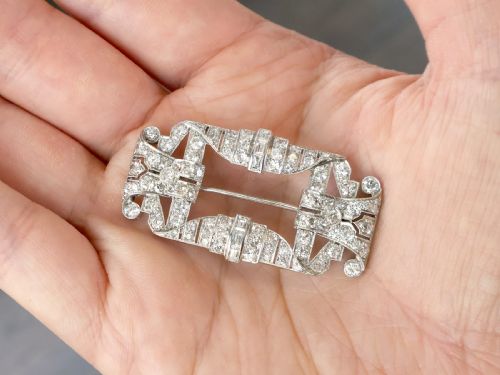 fig 2. Antique Art Deco 4.28ct Diamond and Platinum Brooch Circa 1930