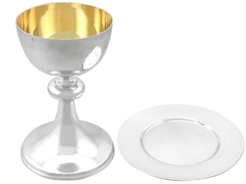 fig 1. Vintage Sterling Silver Communion Chalice and Paten Set