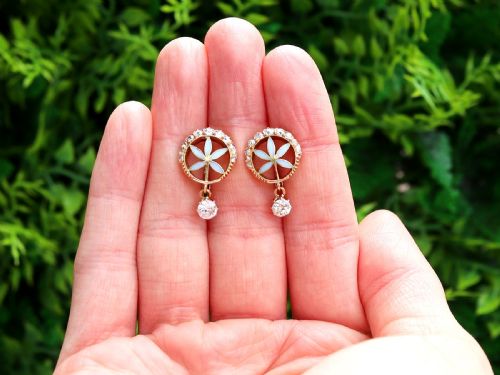 fig 2. Antique Plique-a-Jour and 3.68ct Diamond, 18ct Yellow Gold Earring and Ring Set Circa 1890