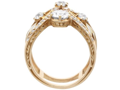 fig 9. Antique Plique-a-Jour and 3.68ct Diamond, 18ct Yellow Gold Earring and Ring Set Circa 1890