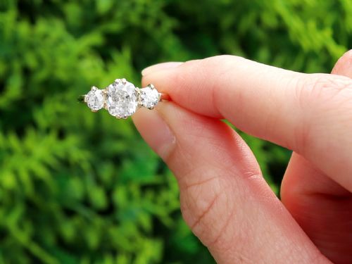 fig 1. Antique 1.69ct Diamond and 18ct Yellow Gold Trilogy Ring Circa 1905