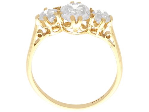 fig 4. Antique 1.69ct Diamond and 18ct Yellow Gold Trilogy Ring Circa 1905