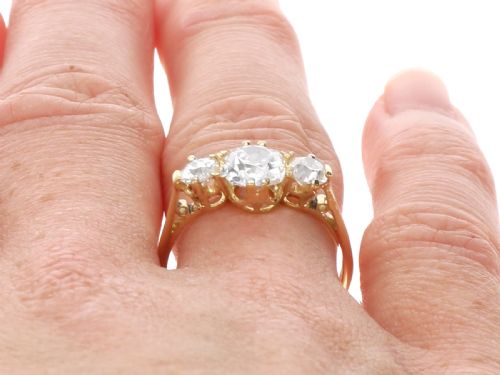 fig 8. Antique 1.69ct Diamond and 18ct Yellow Gold Trilogy Ring Circa 1905