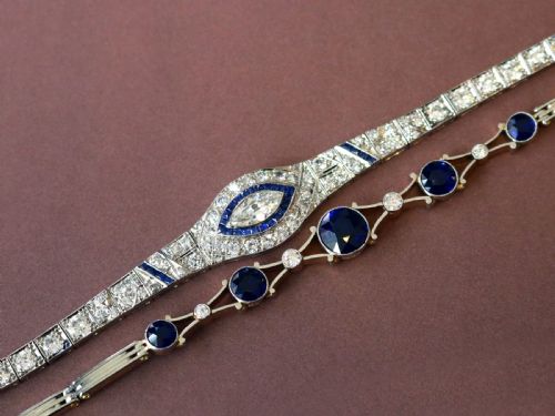 ANTIQUE ART DECO 030CT SAPPHIRE AND 758CT DIAMOND PLATINUM BRACELET CIRCA 1920 - ADDITIONAL PHOTO 3