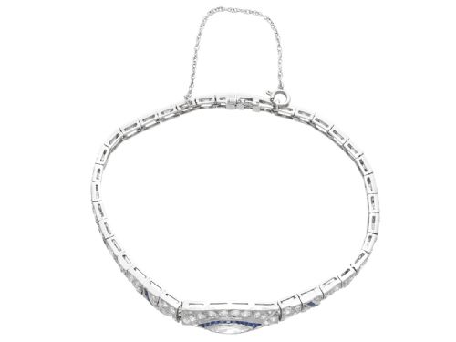 ANTIQUE ART DECO 030CT SAPPHIRE AND 758CT DIAMOND PLATINUM BRACELET CIRCA 1920 - ADDITIONAL PHOTO 4