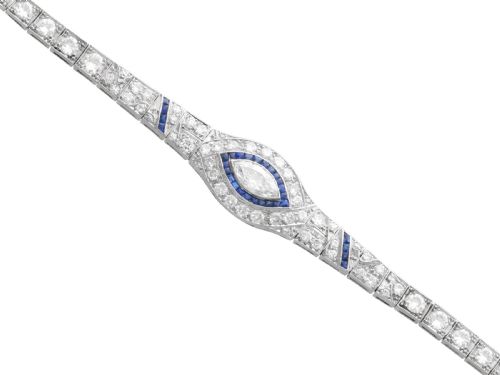 ANTIQUE ART DECO 030CT SAPPHIRE AND 758CT DIAMOND PLATINUM BRACELET CIRCA 1920 - ADDITIONAL PHOTO 5