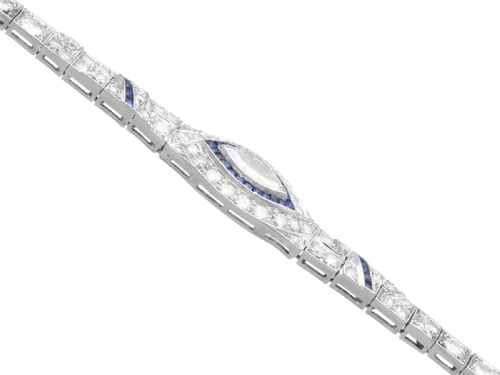 ANTIQUE ART DECO 030CT SAPPHIRE AND 758CT DIAMOND PLATINUM BRACELET CIRCA 1920 - ADDITIONAL PHOTO 6