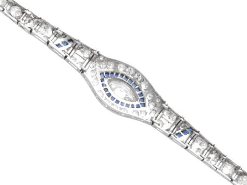 ANTIQUE ART DECO 030CT SAPPHIRE AND 758CT DIAMOND PLATINUM BRACELET CIRCA 1920 - ADDITIONAL PHOTO 7