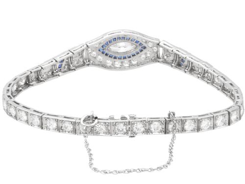 ANTIQUE ART DECO 030CT SAPPHIRE AND 758CT DIAMOND PLATINUM BRACELET CIRCA 1920 - ADDITIONAL PHOTO 8