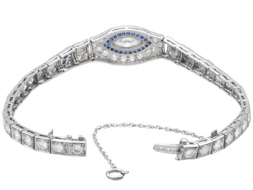 ANTIQUE ART DECO 030CT SAPPHIRE AND 758CT DIAMOND PLATINUM BRACELET CIRCA 1920 - ADDITIONAL PHOTO 9