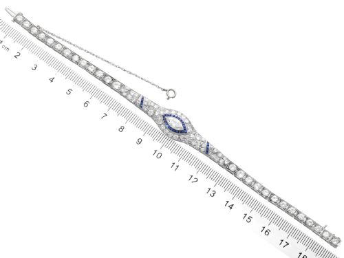 ANTIQUE ART DECO 030CT SAPPHIRE AND 758CT DIAMOND PLATINUM BRACELET CIRCA 1920 - ADDITIONAL PHOTO 10
