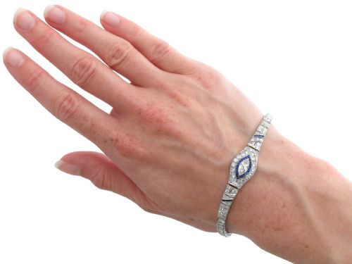 ANTIQUE ART DECO 030CT SAPPHIRE AND 758CT DIAMOND PLATINUM BRACELET CIRCA 1920 - ADDITIONAL PHOTO 11
