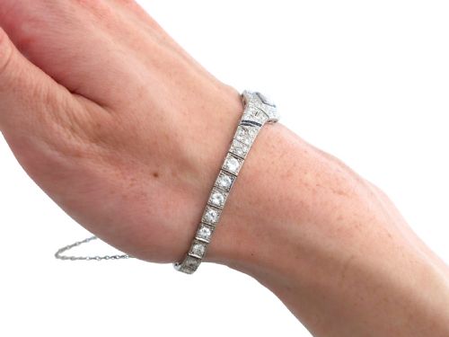 ANTIQUE ART DECO 030CT SAPPHIRE AND 758CT DIAMOND PLATINUM BRACELET CIRCA 1920 - ADDITIONAL PHOTO 12