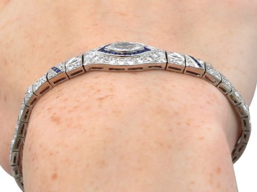 ANTIQUE ART DECO 030CT SAPPHIRE AND 758CT DIAMOND PLATINUM BRACELET CIRCA 1920 - ADDITIONAL PHOTO 13