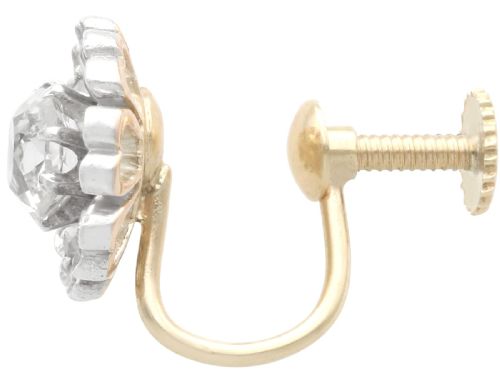 fig 5. Pair of late nineteenth-century floral cluster earrings featuring central cushion-cut diamonds surrounded by silver-set diamond petals with yellow gold fittings.