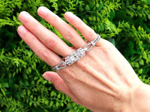 ANTIQUE ART DECO 130CT DIAMOND AND PLATINUM LADIES COCKTAIL WATCH CIRCA 1925 - ADDITIONAL PHOTO 1