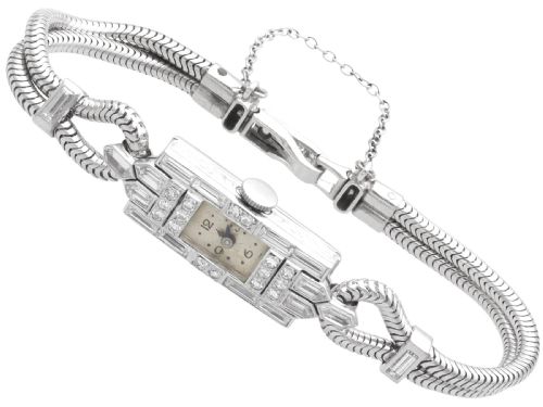 ANTIQUE ART DECO 130CT DIAMOND AND PLATINUM LADIES COCKTAIL WATCH CIRCA 1925 - ADDITIONAL PHOTO 6