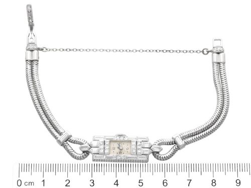 ANTIQUE ART DECO 130CT DIAMOND AND PLATINUM LADIES COCKTAIL WATCH CIRCA 1925 - ADDITIONAL PHOTO 10