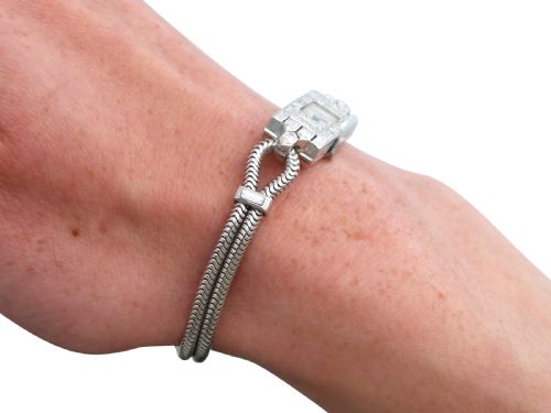 ANTIQUE ART DECO 130CT DIAMOND AND PLATINUM LADIES COCKTAIL WATCH CIRCA 1925 - ADDITIONAL PHOTO 13