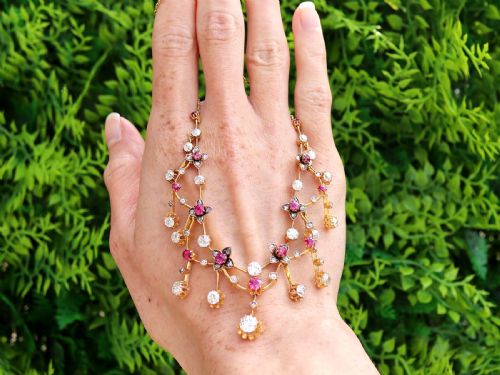ANTIQUE 250CT RUBY AND 470CT DIAMOND 18CT YELLOW GOLD NECKLACE CIRCA 1890 - ADDITIONAL PHOTO 1