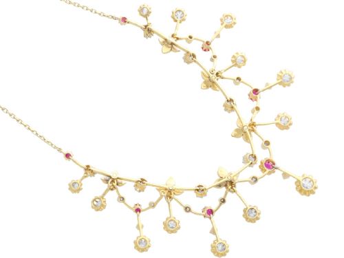 ANTIQUE 250CT RUBY AND 470CT DIAMOND 18CT YELLOW GOLD NECKLACE CIRCA 1890 - ADDITIONAL PHOTO 6