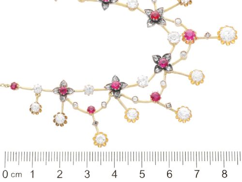 ANTIQUE 250CT RUBY AND 470CT DIAMOND 18CT YELLOW GOLD NECKLACE CIRCA 1890 - ADDITIONAL PHOTO 7