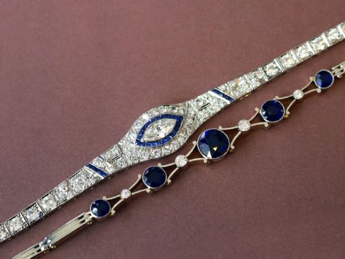 ANTIQUE 448CT SAPPHIRE AND 023CT DIAMOND 9CT ROSE GOLD BRACELET CIRCA 1910 - ADDITIONAL PHOTO 3