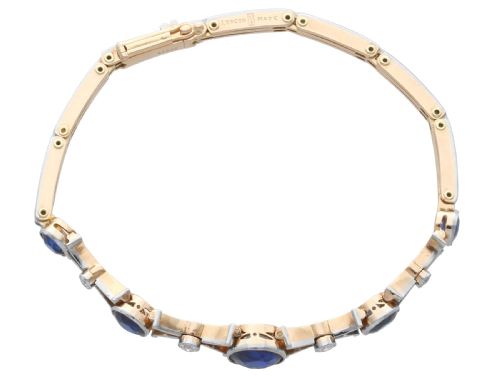 ANTIQUE 448CT SAPPHIRE AND 023CT DIAMOND 9CT ROSE GOLD BRACELET CIRCA 1910 - ADDITIONAL PHOTO 4