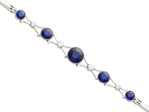 ANTIQUE 448CT SAPPHIRE AND 023CT DIAMOND 9CT ROSE GOLD BRACELET CIRCA 1910 - ADDITIONAL PHOTO 5