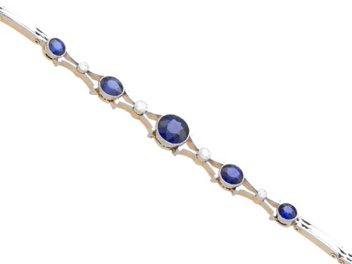 ANTIQUE 448CT SAPPHIRE AND 023CT DIAMOND 9CT ROSE GOLD BRACELET CIRCA 1910 - ADDITIONAL PHOTO 6