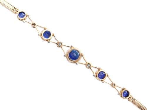 ANTIQUE 448CT SAPPHIRE AND 023CT DIAMOND 9CT ROSE GOLD BRACELET CIRCA 1910 - ADDITIONAL PHOTO 7
