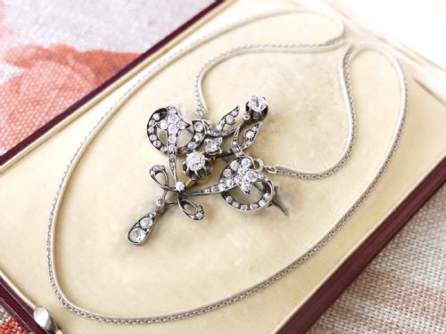 ANTIQUE 427CT DIAMOND AND 15CT YELLOW GOLD PENDANT BROOCH CIRCA 1910 - ADDITIONAL PHOTO 5