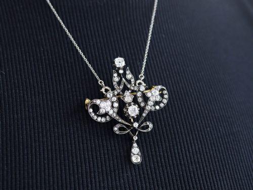 ANTIQUE 427CT DIAMOND AND 15CT YELLOW GOLD PENDANT BROOCH CIRCA 1910 - ADDITIONAL PHOTO 6