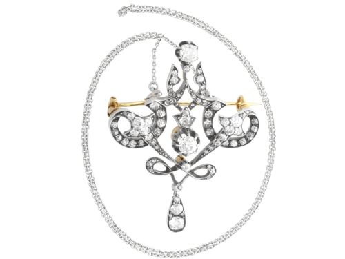 ANTIQUE 427CT DIAMOND AND 15CT YELLOW GOLD PENDANT BROOCH CIRCA 1910 - ADDITIONAL PHOTO 7