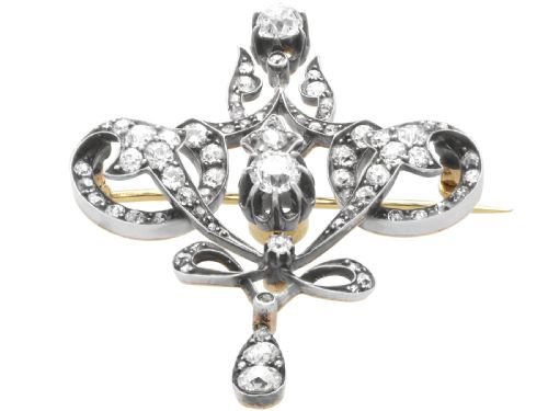 ANTIQUE 427CT DIAMOND AND 15CT YELLOW GOLD PENDANT BROOCH CIRCA 1910 - ADDITIONAL PHOTO 9