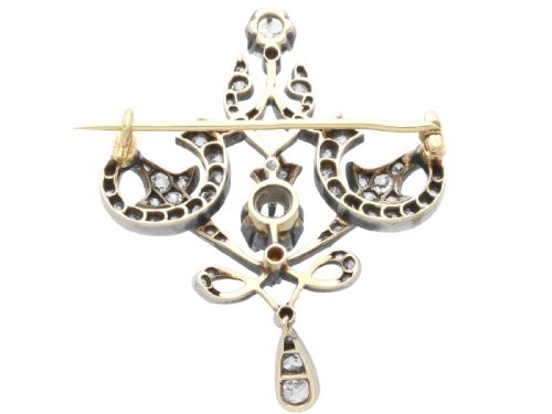 ANTIQUE 427CT DIAMOND AND 15CT YELLOW GOLD PENDANT BROOCH CIRCA 1910 - ADDITIONAL PHOTO 11