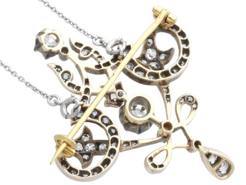ANTIQUE 427CT DIAMOND AND 15CT YELLOW GOLD PENDANT BROOCH CIRCA 1910 - ADDITIONAL PHOTO 13