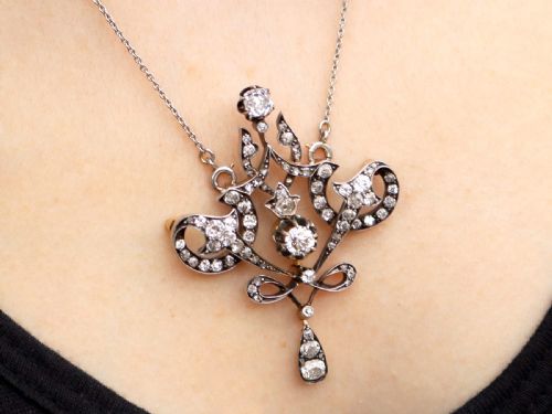 ANTIQUE 427CT DIAMOND AND 15CT YELLOW GOLD PENDANT BROOCH CIRCA 1910 - ADDITIONAL PHOTO 21